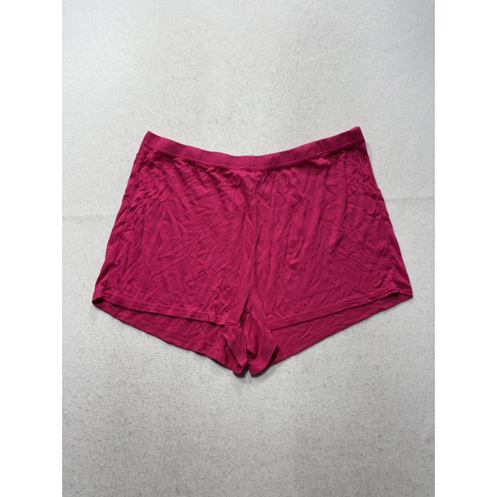 Bebe Sleep Shorts Womens 1X Pink Ribbed Knit Lightweight Lounge Pajama Summer